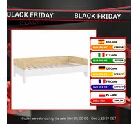 Aiyaplay Letto per Bambini +3 Anni 140X70 cm Letto per Bambini in Legno Carico 80 kg per Camera da Letto Bianco e Naturale