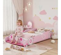 AIYAPLAY Letto per Bambini a Forma di Macchina, Lettino per Bambini da 3-5 Anni con Sponde Rialzate, 140x70 cm, Rosa I tuoi bimbini hanno difficoltà ad affrontare il passaggio dalla culla al letto? Sc