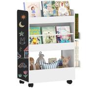 AIYAPLAY Libreria Montessoriana per Bambini 2 in 1, Ruote Legno Bianco