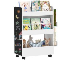 AIYAPLAY Libreria Montessoriana per Bambini 2 in 1, Ruote Legno Bianco