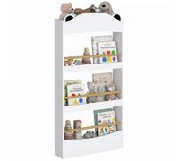 AIYAPLAY Libreria Montessoriana per Bambini 3-8 Anni a Forma di Orso Bianco | Porta Libri da Parete, 4 Ripiani con Altezze Differenziate, in Legno, Capacità 15 kg, 50x15x97 cm, per Cameretta