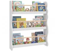 AIYAPLAY Libreria Montessoriana per Bambini 3-8 Anni con 3 Ripiani, Bianco | Porta Libri da Parete, Sponde in Tonalità Pino, Capacità 15 kg, 60x15x73 cm, per Cameretta