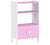 AIYAPLAY Libreria per bambini, 2 Ripiani, 2 Armadietti, autoportante, Design anti-ribaltamento, Piedini antiscivolo, MDF, Ros bianco Aosom Italy