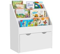 AIYAPLAY Libreria per Bambini 3-8 Anni a 3 Ripiani con Cassetto Inferiore, Scaffale Portagiochi in Legno MDF, 62.5x30x70 cm, Bianco