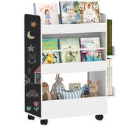 AIYAPLAY Libreria per Bambini 3-8 Anni Portagiochi con Ruote e Lavagna Bianco
