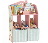 AIYAPLAY Libreria per Bambini a 3 Livelli in MDF e Tessuto Rosa