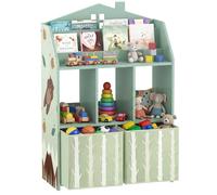 AIYAPLAY Libreria per Bambini a 3 Livelli in MDF e Tessuto Rosa
