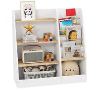 Aiyaplay Libreria per bambini a 4 livelli Libreria per bambini con 4 ripiani e scomparti Bianco