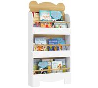 AIYAPLAY Libreria per bambini, contenitore per libri per bambini a 3 livelli, contenitore a forma di orso, scaffale per cameretta per bambini, cameretta per bambini, legno naturale