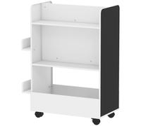 AIYAPLAY Libreria portagiochi 2 in 1 per bambini 3-8 anni con lavagna, ruote, 4 ripiani Bianco