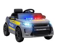 AIYAPLAY Macchina Elettrica della Polizia per Bambini 12V con Telecomando | Batteria al Litio, Auto Elettrica per Bambini, 2 Motori, Sirena, Fari, Musica, Cintura, Clacson, 2.5-3.5 km/h, 3-6Anni Grigio