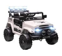 AIYAPLAY Macchina Elettrica per Bambini 3-5 Anni, 12V Fuoristrada Auto Elettrica per Bambini con 2 Motori, Sospensioni, Telecomando, USB, Musica, Wireless, Cintura, Fari e Clacson, 3-5 km/h, Bianco