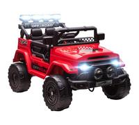AIYAPLAY Macchina Elettrica per Bambini 3-5 Anni, 12V Fuoristrada Auto Elettrica per Bambini con 2 Motori, Sospensioni, Telecomando, USB, Musica, Wireless, Cintura, Fari e Clacson, 3-5 km/h, Rosso
