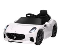 AIYAPLAY Macchina Elettrica per Bambini 3-5 Anni 12V Maserati Gran Turismo Folgore, 3-5 km/h Auto Elettrica per Bambini con 2 Motori, Telecomando, Cintura, Musica, Clacson e Fari, Bianco