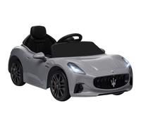 AIYAPLAY Macchina Elettrica per Bambini 3-5 Anni 12V Maserati Gran Turismo Folgore, 3-5 km/h Auto Elettrica per Bambini con 2 Motori, Telecomando, Cintura, Musica, Clacson e Fari, Grigio