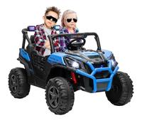 AIYAPLAY Macchina Elettrica per Bambini 3-8 Anni 24V Fuoristrada 2 Posti, 3-8km/h Auto Elettrica per Bambini con 2 Motori, Sospensioni, Telecomando, Musica, Fari, Cintura e Clacson, Blu