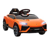 AIYAPLAY Macchina Elettrica per Bambini 3-8 Anni Lamborghini con Porte a Forbice, 12V Auto Elettrica per Bambini con 2 Motori, Sospensioni, Telecomando, MP3, Musica, Rotelle e Maniglia, Arancione