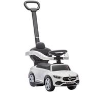 AIYAPLAY Macchina Primi Passi Cavalcabile per Bambini 1-3 Anni Convertibile in Passeggino con Maniglione, Barriera a 360° e Volante, Auto Cavalcabile in PP e Acciaio, 91x40x83 cm, Bianco