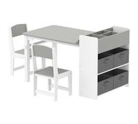 AIYAPLAY Mobili per Bambini 3-8 Anni con 2 Sedie e Tavolino Grigio e Bianco
