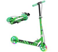 AIYAPLAY Monopattino per Bambini 3-8 Anni Pieghevole Ruote Luminose | Altezza Regolabile, Scooter per Bambini in Metallo, con Freno Posteriore e Cavalletto