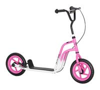 AIYAPLAY Monopattino per Bambini con Manubrio Regolabile, Grandi Ruote, Supporto per Parcheggio, Freno a Mano, per Bambini dai 5 ai 12 Anni, Rosa Aosom Italy