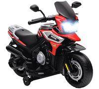 AIYAPLAY Moto Elettrica per Bambini 18-36 Mesi, 6V Motorino Elettrico per Bambini con Rotelle Rimovibili, Fari, Musica, 2.4 km/h Mini Moto con Fanale, Max 30kg, Rosso