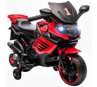 AIYAPLAY Moto Elettrica per Bambini 6V Rotelle Supporto Rimovibili Rosso