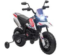 AIYAPLAY Moto elettrica per bambini con licenza Aprilia con 2 motori da 12V, ruote di supporto, luce LED, musica - bianco