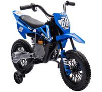 AIYAPLAY Moto Elettrica per Bambini con Rotelle Rimovibili, Sospensioni, Suoni e Indicatore di Carica, Blu Aosom Italy
