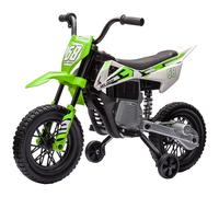 AIYAPLAY 12V Moto Elettrica per Bambini 3-6 Anni con 2 Motori e Acceleratore Manuale, Mini Moto Cross per Bambini con Sospensione, Ruote Rimovibile, Indicatore di Carica, Suoni, 2.4-5km/h, Verde