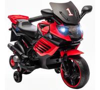 AIYAPLAY Moto Elettrica per Bambini 6V Rotelle Supporto Rimovibili Rosso | Moto Giocattolo per Bimbi da 18-36 Mesi, Fari e Musiche Integrate