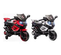 AIYAPLAY Moto per Bambini Elettrica da 6V con Rotelle, Fari e Musiche Bianco