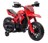AIYAPLAY Motociclo elettrico per bambini, moto cross per bambini con batteria 6 V, 2 motori, corno e ruote di allenamento, 3-8 anni, carico 30 kg, rosso