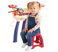 AIYAPLAY Pianola per Bambini 3-6 Anni con Sgabello Microfono 74x32.2x71 cm | Tamburo e Bacchette, Gioco Musicale per Bambini, in PP e ABS