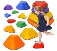 AIYAPLAY pietre di fiume, 11 pezzi di pietre di equilibrio a forma di cuore, pietre impilabili e antiscivolo, possono sopportare carichi fino a 80 kg, per bambini da 3 a 8 anni, colorate