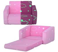 AIYAPLAY Poltrona pieghevole per bambini 2 in 1 Divano reclinabile per bambini Divano per bambini imbottito in tessuto luminoso Cuscino e rivestimento lavabili per camera da letto soggiorno rosa