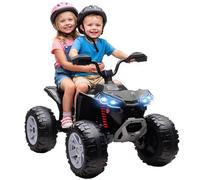 AIYAPLAY Quad elettrico 24V per bambini funzione avanti e indietro nero | Quad per bambini, 4 ruote a molla, fari, USB e MP3, 2 posti, 4-6,5 km/h, età 3-8.