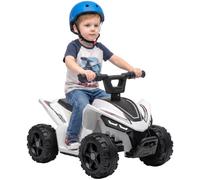 AIYAPLAY Quad elettrico 6V per bambini, ATV con batteria al litio, comando a pulsante, velocità max 2 km/h, portata 25 kg, per bimbi e bimbe 18-48 mesi, bianco