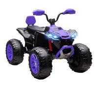 AIYAPLAY Quad elettrico da 24 V, per bambini, con funzione avanti, retromarcia, 4 ruote ammortizzate, fari, porta USB e MP3, veicolo per bambini a 2 posti, 4 - 6,5 km/h, per 3 - 8 anni, viola