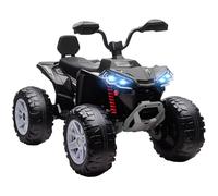 AIYAPLAY Quad elettrico da 24 V, per bambini, con funzione avanti, retromarcia, 4 ruote ammortizzate, fari, porta USB e MP3, veicolo per bambini a 2 posti, 4 - 6,5 km/h, per 3 - 8 anni, nero