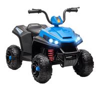 AIYAPLAY Quad elettrico per bambini, 12 V, con sospensioni a 4 ruote, lettore musicale MP3, veicolo per bambini con fari, marcia avanti e indietro, per bambini da 3 a 5 anni, 5 km/h, metallo, blu