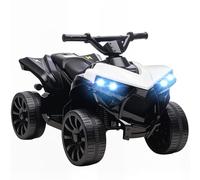 AIYAPLAY Quad elettrico per bambini 6V, auto elettrica ATV per bambini, musica e fari LED, velocità 1,5-3 km/h, 4 ruote, marcia avanti e retromarcia, per bambini e bambine da 3 a 8 anni, bianco