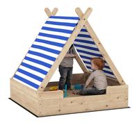 AIYAPLAY Sabbiera per bambini, Sandkasten con tetto a tenda resistente alle intemperie, per 3 bambini di età 3-6 anni, 120 x 120 x 126,5 cm
