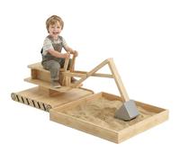 AIYAPLAY Sabbiere per bambini in legno con escavatore, sabbiere per bambini con sedile girevole a 360° e rivestimento in tessuto non tessuto, senza motore, per dai 3 ai 6 anni,