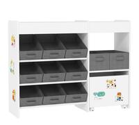 AIYAPLAY Scaffale per giocattoli e per libri con 11 cesti in tessuto non tessuto 105 x 30 x 80 cm Bianco Aosom Italy