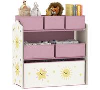 AIYAPLAY Scaffale Portagiochi 3 Livelli 6 Contenitori, Rosa