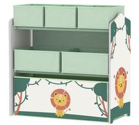 AIYAPLAY Scaffale Portagiochi Bambini a 3 Livelli con 6 Contenitori in Tessuto Rimovibili, Mobile Porta Giocattoli per Camera da Letto, Soggiorno e Camera dei Giochi, Verde