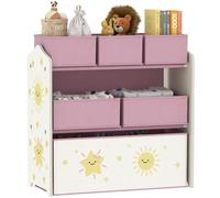 AIYAPLAY Scaffale Portagiochi Bambini a 3 Livelli con 6 Contenitori Rosa