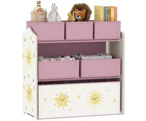 AIYAPLAY Scaffale Portagiochi Bambini a 3 Livelli con 6 Contenitori Rosa