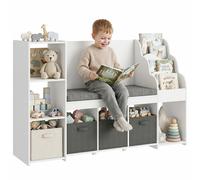 AIYAPLAY Scaffale Portagiochi Bambini con 3 Cassetti e 4 Scomparti, Bianco